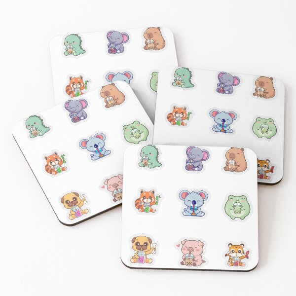Item preview, Cute Baby Animals Drinking Boba Tea Stickers designed and sold by KAWAII STUDIO NB.