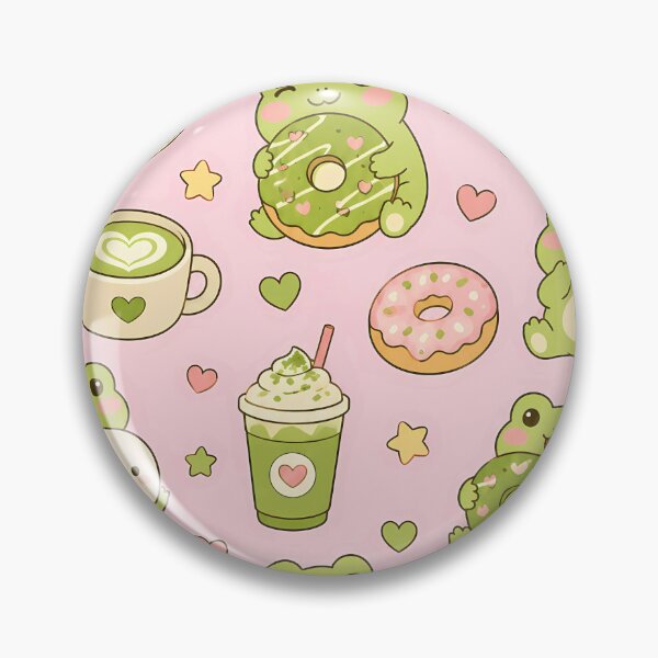 Item preview, Frog Matcha Donut Pattern designed and sold by Soft Berry Studio.