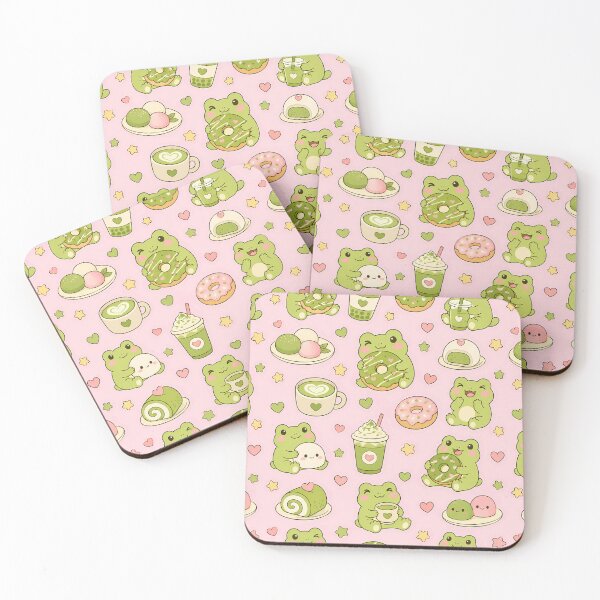 Item preview, Frog Matcha Donut Pattern designed and sold by Soft Berry Studio.