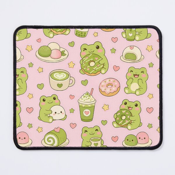 Item preview, Frog Matcha Donut Pattern designed and sold by Soft Berry Studio.