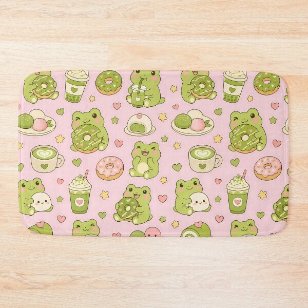Item preview, Frog Matcha Donut Pattern designed and sold by Soft Berry Studio.