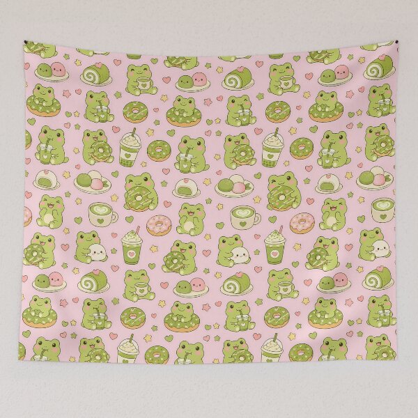 Item preview, Frog Matcha Donut Pattern designed and sold by Soft Berry Studio.