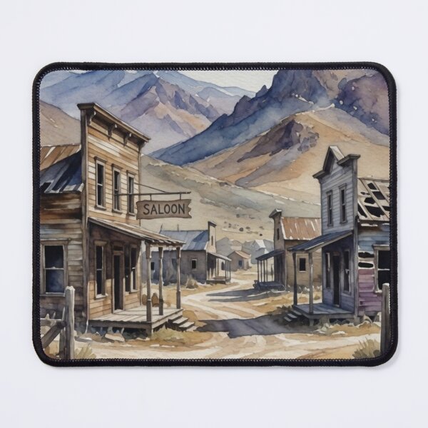 Item preview, Old West Ghost Town Watercolor Painting designed and sold by Pioneer Spirit Market.