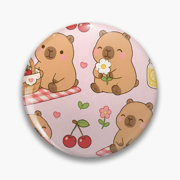 Item preview, Capybara Cherry Picnic Pattern designed and sold by Soft Berry Studio.
