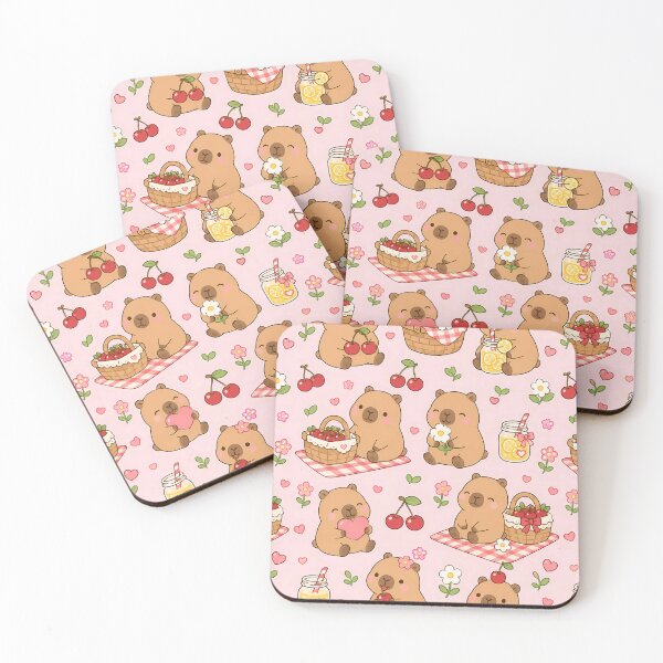 Item preview, Capybara Cherry Picnic Pattern designed and sold by Soft Berry Studio.