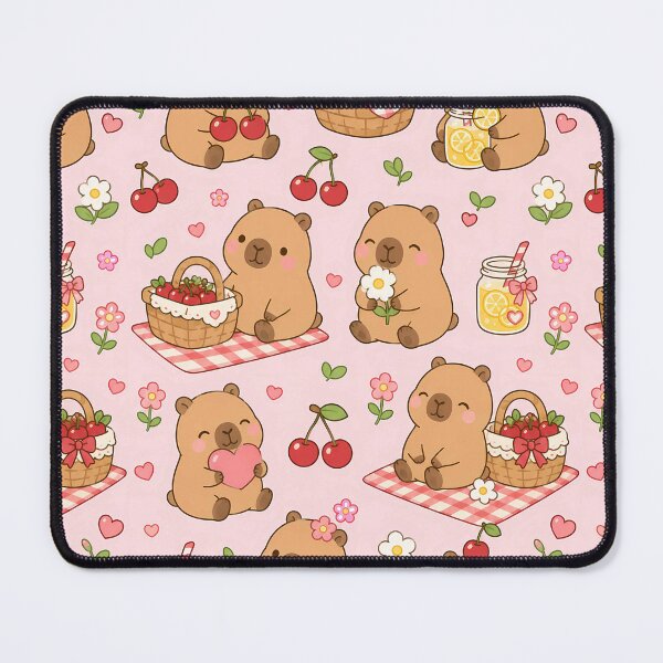 Item preview, Capybara Cherry Picnic Pattern designed and sold by Soft Berry Studio.
