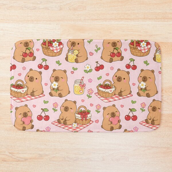 Item preview, Capybara Cherry Picnic Pattern designed and sold by Soft Berry Studio.