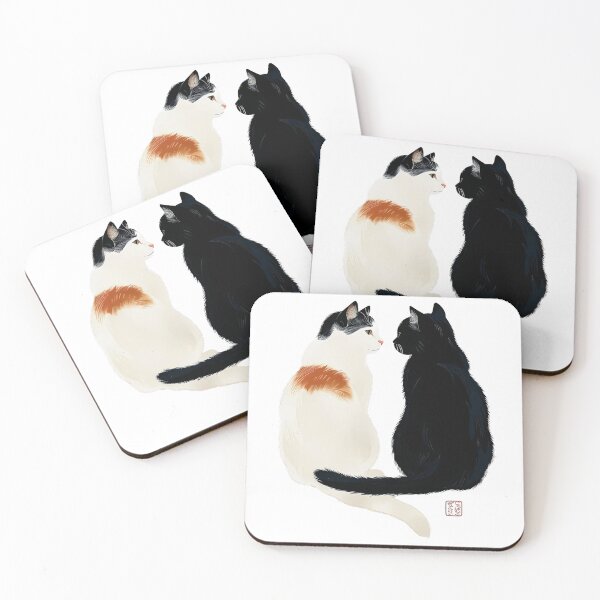 Item preview, Minimalist Japanese Calico and Black Cat Art designed and sold by JapanekoGallery.
