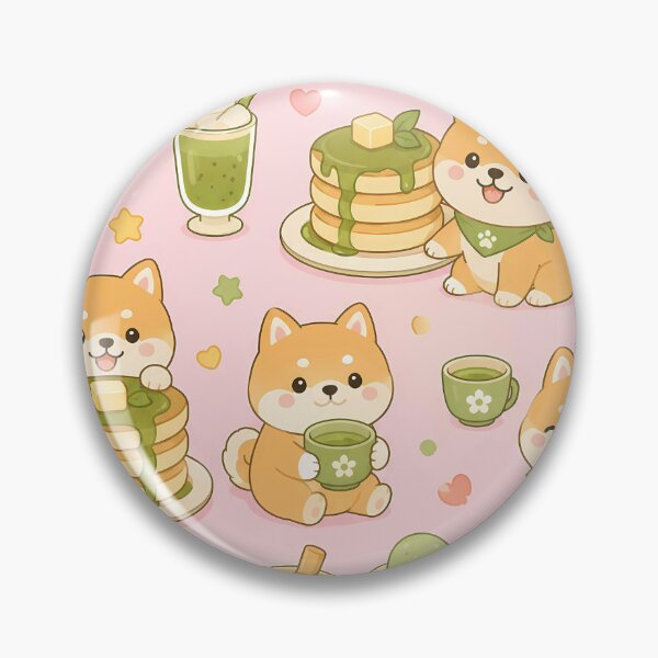 Item preview, Shiba Matcha Pancake Pattern designed and sold by Soft Berry Studio.