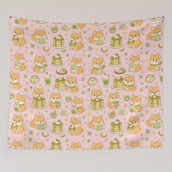 Item preview, Shiba Matcha Pancake Pattern designed and sold by Soft Berry Studio.