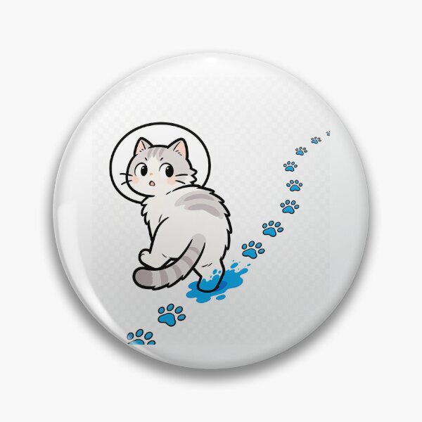 Item preview, Funny Cat Stepped in Blue Paint Looking Back at Paw Prints Minimal Meme Design designed and sold by OksArtStudio.