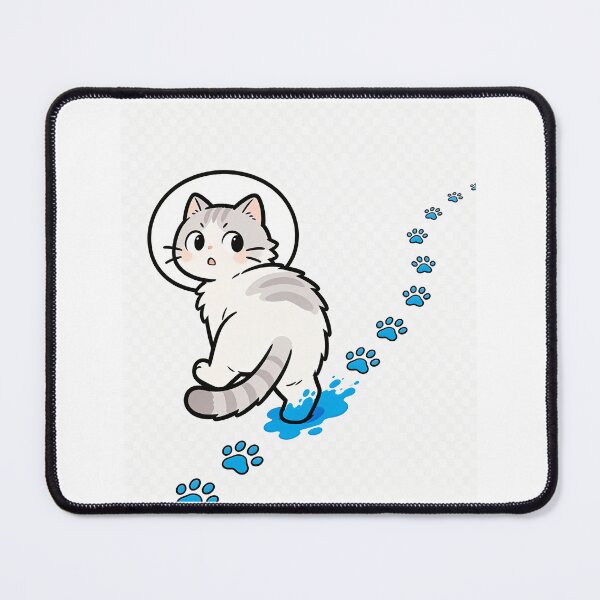 Item preview, Funny Cat Stepped in Blue Paint Looking Back at Paw Prints Minimal Meme Design designed and sold by OksArtStudio.