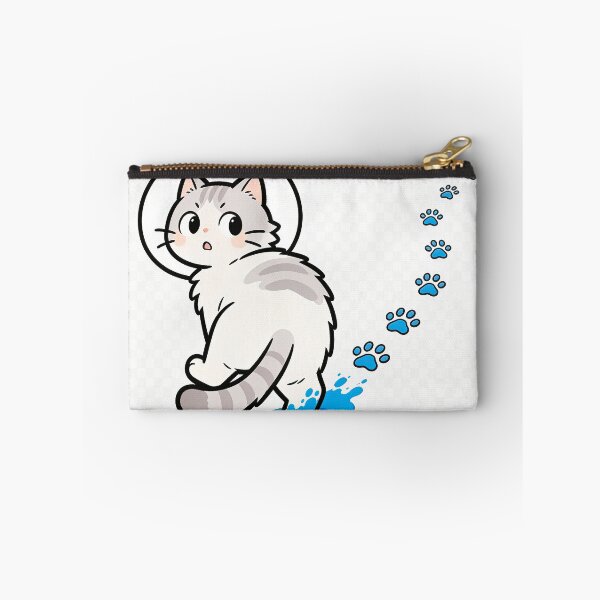 Item preview, Funny Cat Stepped in Blue Paint Looking Back at Paw Prints Minimal Meme Design designed and sold by OksArtStudio.