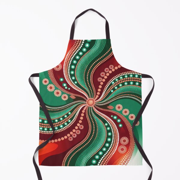 Item preview, Aboriginal Dot Painting Bedding Set Running Waterhole Red Green designed and sold by AboriginalartVI.