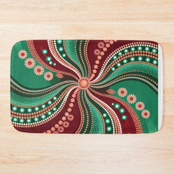 Item preview, Aboriginal Dot Painting Bedding Set Running Waterhole Red Green designed and sold by AboriginalartVI.