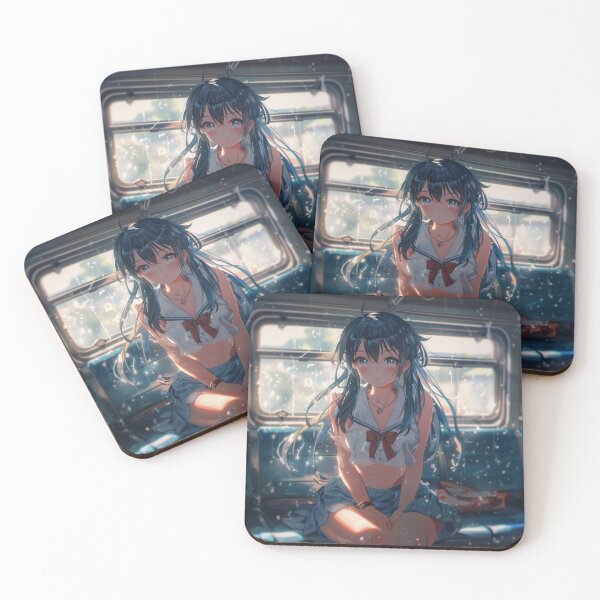 Item preview, Anime Girl on Train Aesthetic Japanese Digital Art Illustration designed and sold by LinaDesign Store.