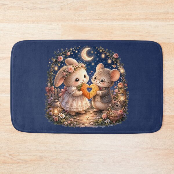 Item preview, Cottagecore Bunny & Mouse Heart Friendship Watercolor Woodland  designed and sold by MagicMakerPh⭐⭐⭐⭐⭐.