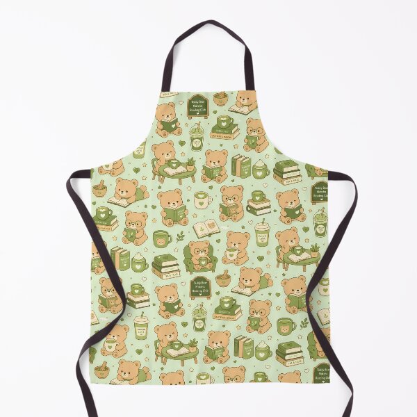 Item preview, Teddy Bear Matcha Reading Club Pattern designed and sold by Soft Berry Studio.