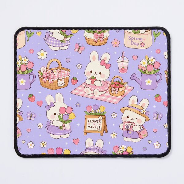 Item preview, Bunny Spring Flower Market Pattern designed and sold by Soft Berry Studio.