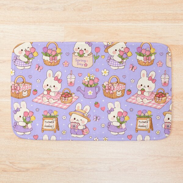 Item preview, Bunny Spring Flower Market Pattern designed and sold by Soft Berry Studio.