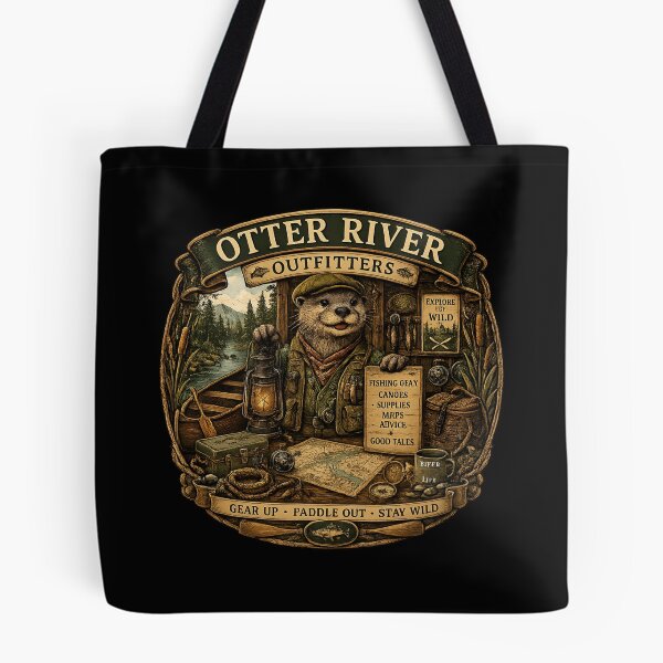 Item preview, Otter River Outfitters Shirt | Vintage Camping Otter | Canoe Fishing Adventure | Rustic Outdoor Nature Lover Gift designed and sold by MrDev.