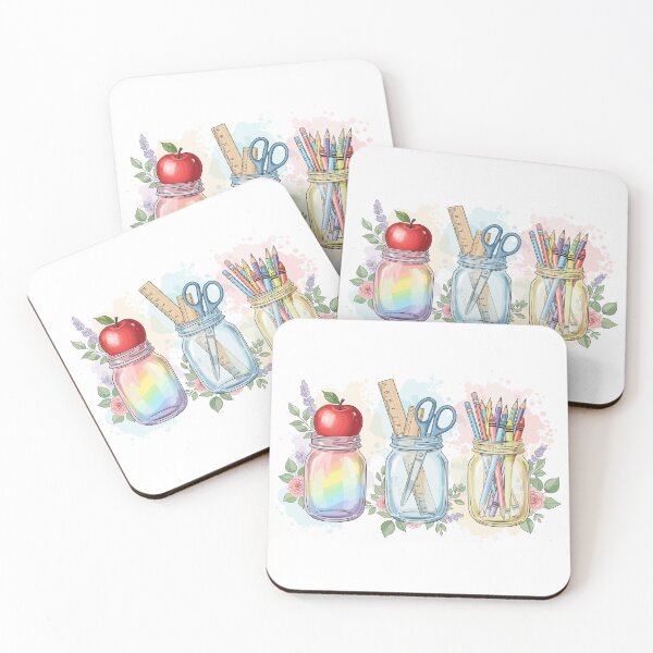 Item preview, Teacher Mason Jar School Supplies Watercolor Illustration Back to School Design designed and sold by LinaDesign Store.
