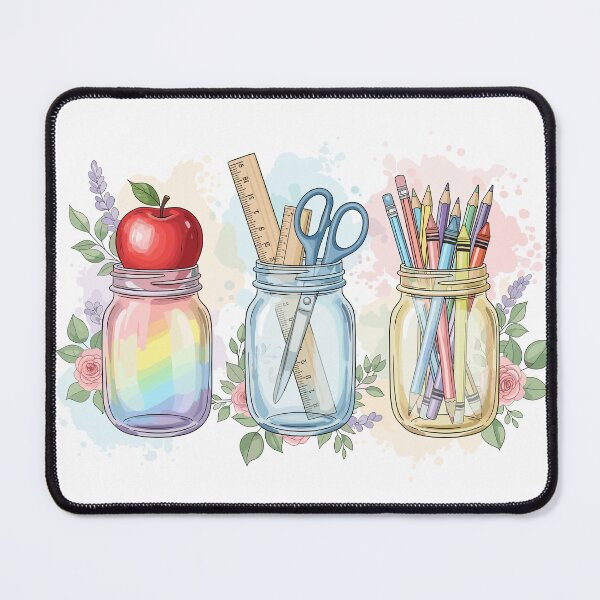 Item preview, Teacher Mason Jar School Supplies Watercolor Illustration Back to School Design designed and sold by LinaDesign Store.