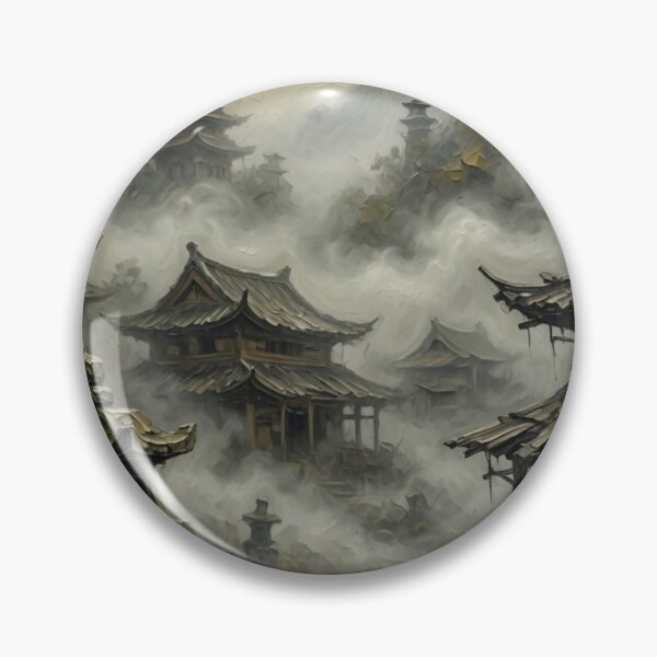 Item preview, Misty Traditional Village with Pagodas Oil Painting designed and sold by Pioneer Spirit Market.
