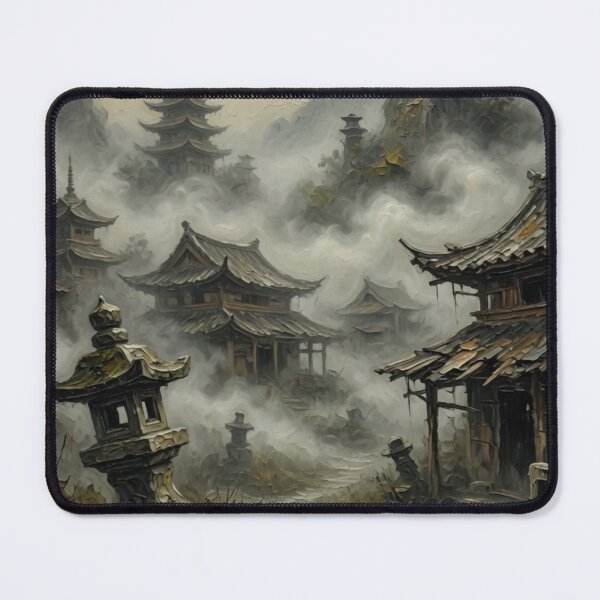 Item preview, Misty Traditional Village with Pagodas Oil Painting designed and sold by Pioneer Spirit Market.