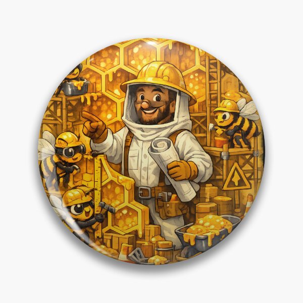 Item preview, Cartoon Beekeeper Building a Giant Honeycomb – Master of the Hive designed and sold by PXEpic.