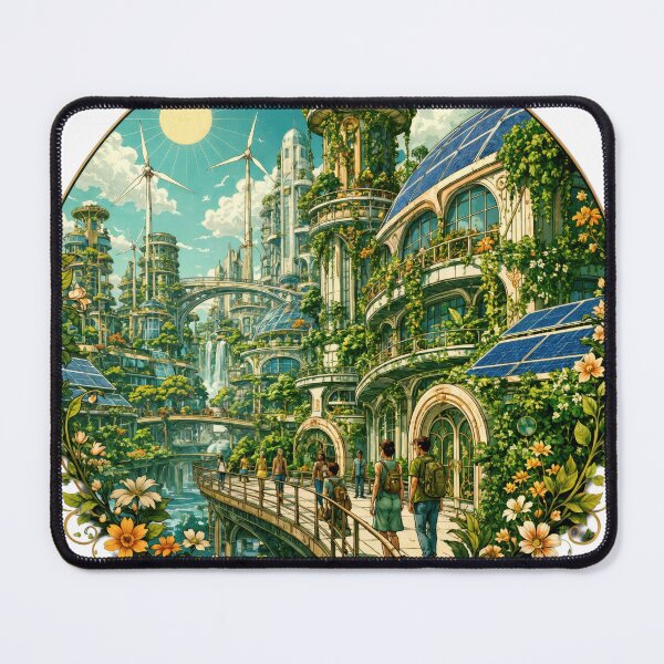 Item preview, Sticker - Decal - T-shirt: Green Utopia — Solarpunk City of the Future in Full Bloom designed and sold by ForeverPrintsOK.