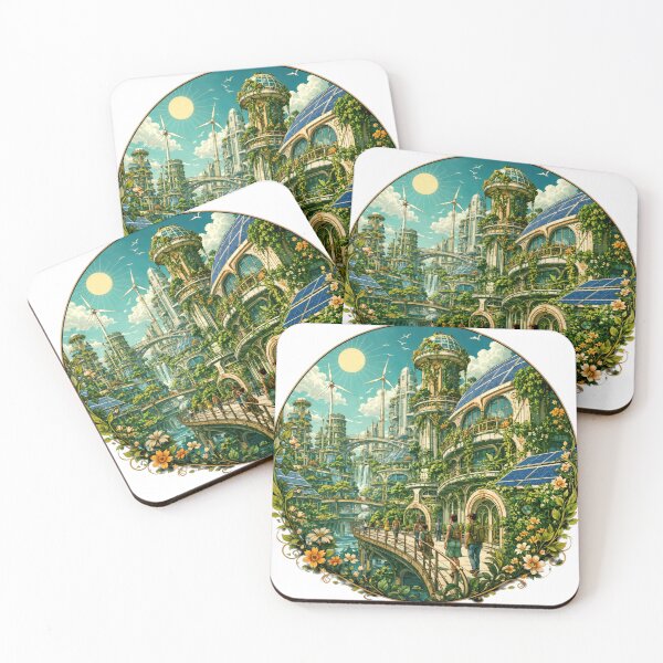 Item preview, Sticker - Decal - T-shirt: Green Utopia — Solarpunk City of the Future in Full Bloom designed and sold by ForeverPrintsOK.