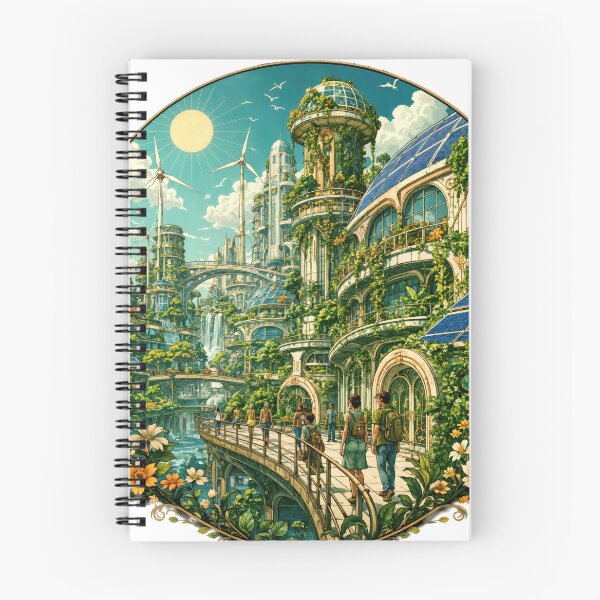 Item preview, Sticker - Decal - T-shirt: Green Utopia — Solarpunk City of the Future in Full Bloom designed and sold by ForeverPrintsOK.