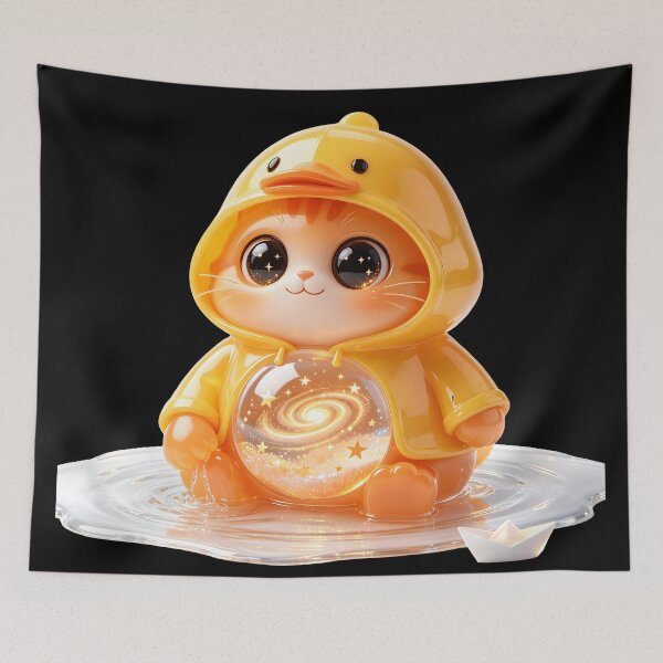 Item preview, Emerald Cat - Rainy Day Joy: The Little Duckie Raincoat Edition designed and sold by ABYSSLAB.