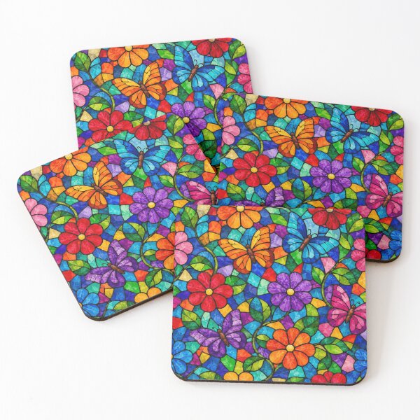 Item preview, Stained Glass Butterflies and Floral Mosaic designed and sold by Owcomm.