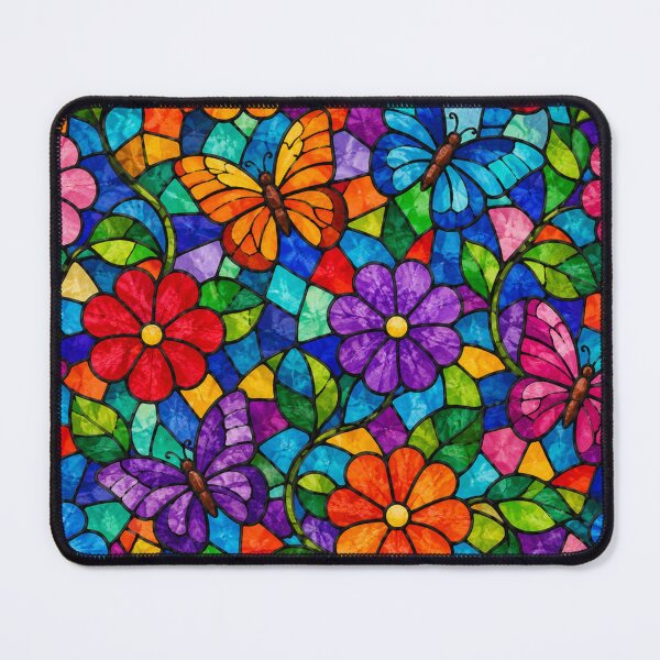 Item preview, Stained Glass Butterflies and Floral Mosaic designed and sold by Owcomm.