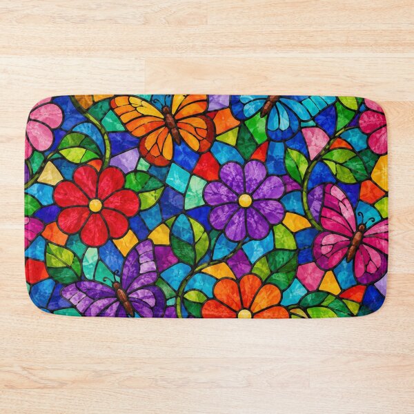 Item preview, Stained Glass Butterflies and Floral Mosaic designed and sold by Owcomm.