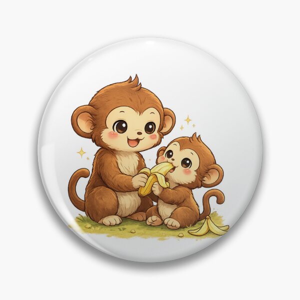 Item preview, Kawaii Little Monkeys and Shared Banana designed and sold by KM Design.