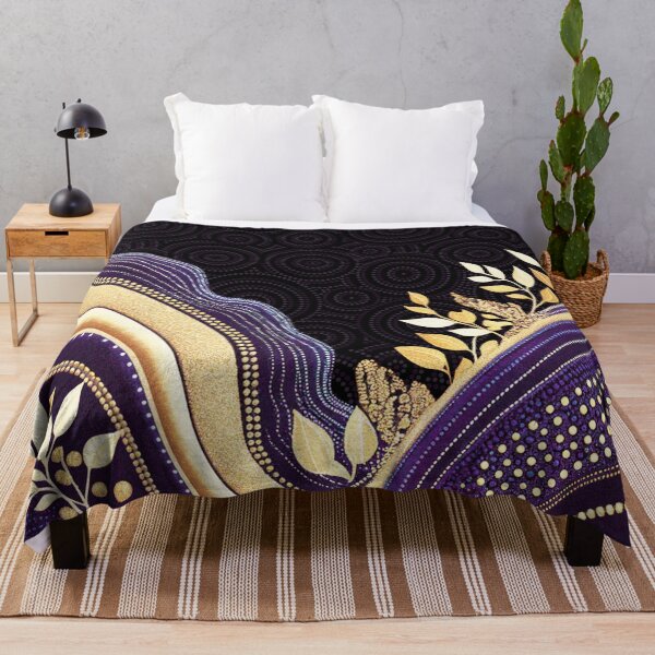 Item preview, Aboriginal Dot Painting Bedding Set Running Waterhole Purple Urban designed and sold by AboriginalartVI.