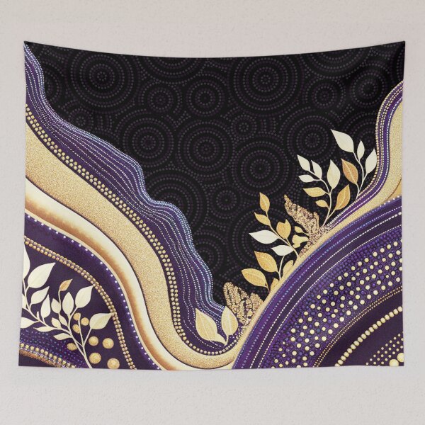 Item preview, Aboriginal Dot Painting Bedding Set Running Waterhole Purple Urban designed and sold by AboriginalartVI.