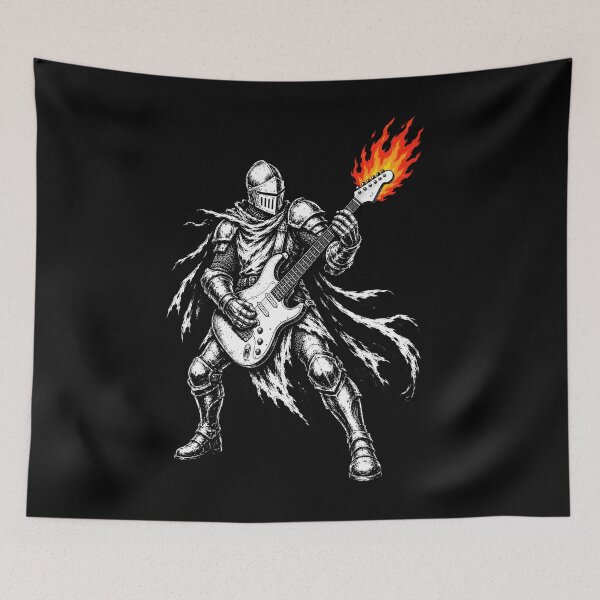 Item preview, Flaming Guitar Knight Rocker designed and sold by ChocoMellowCo.