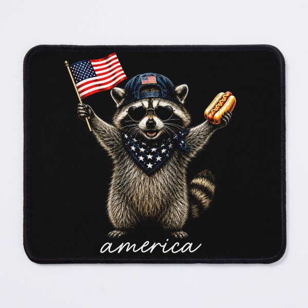 Item preview, America Patriotic Raccoon Funny 4th of July Hot Dog Shirt designed and sold by ArcaneArtistry.