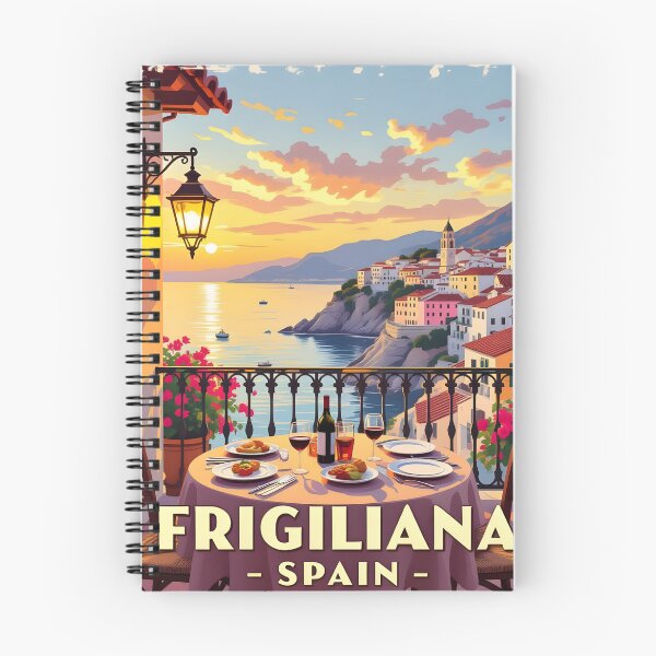 Item preview, Frigiliana, Spain: Harbour Balcony Dining Vintage-Style Painterly Travel Poster designed and sold by LSVart.