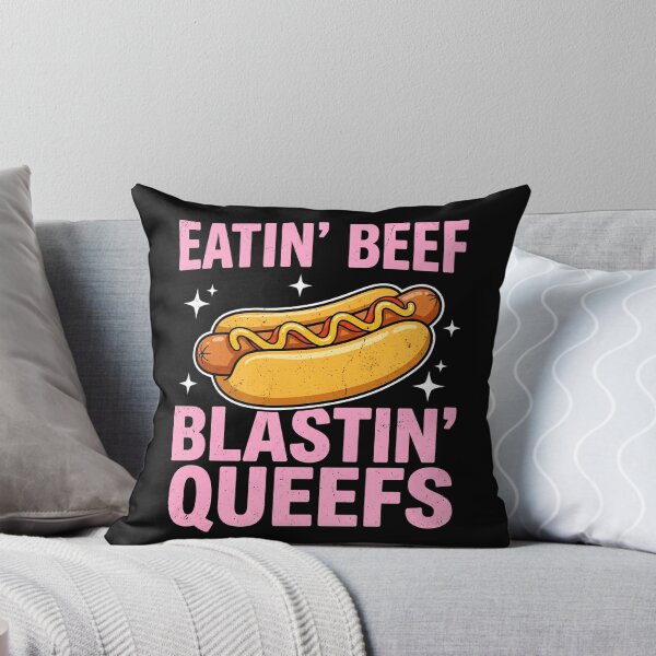 Item preview, Eatin Beef Blastin Queefs Funny Hot Dog Adult Humor Shirt designed and sold by ArcaneArtistry.