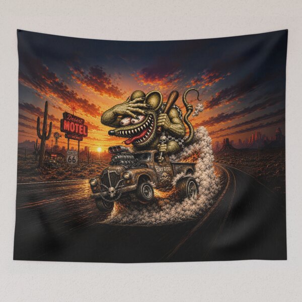 Item preview, Monster Rat Rat Rod Pickup Route 66 Burnout Kustom Kulture Hot Rod Art designed and sold by artistwill.