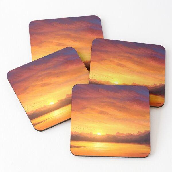 Item preview, Orange sunset over the lake, trees and mountains designed and sold by Witseart.