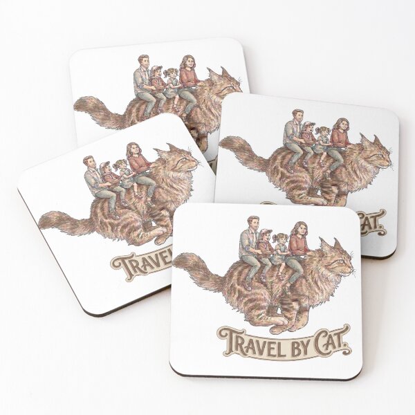 Item preview, Travel by Cat – Funny Family Adventure Illustration designed and sold by thoughtswear.