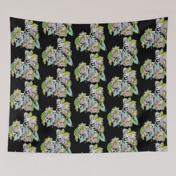 Item preview, Ringtail Lemur Native Flora Madagascar Wildlife Cute Lemur Botanical Nature Design designed and sold by PrettylittlepastelUk.