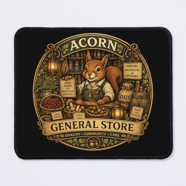 Item preview, Acorn General Store Shirt | Cottagecore Squirrel Woodland Shop | Forest Market Vintage Nature Illustration Gift designed and sold by MrDev.
