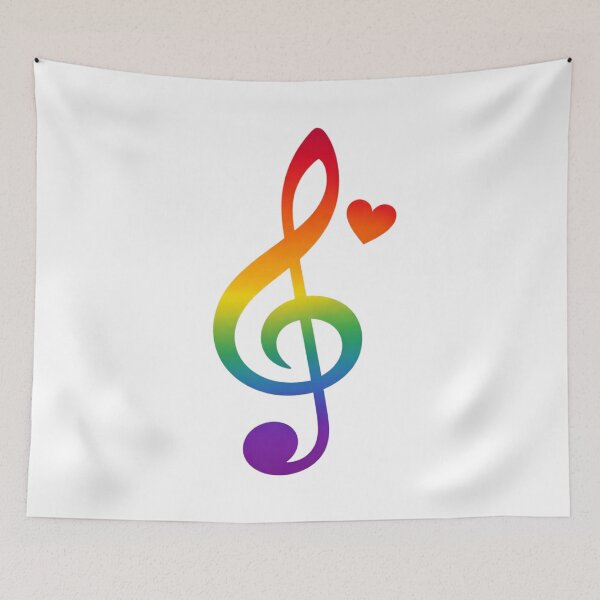 Item preview, Rainbow Treble Clef Heart | Colorful Music Lover Design designed and sold by Joyfulfabric.
